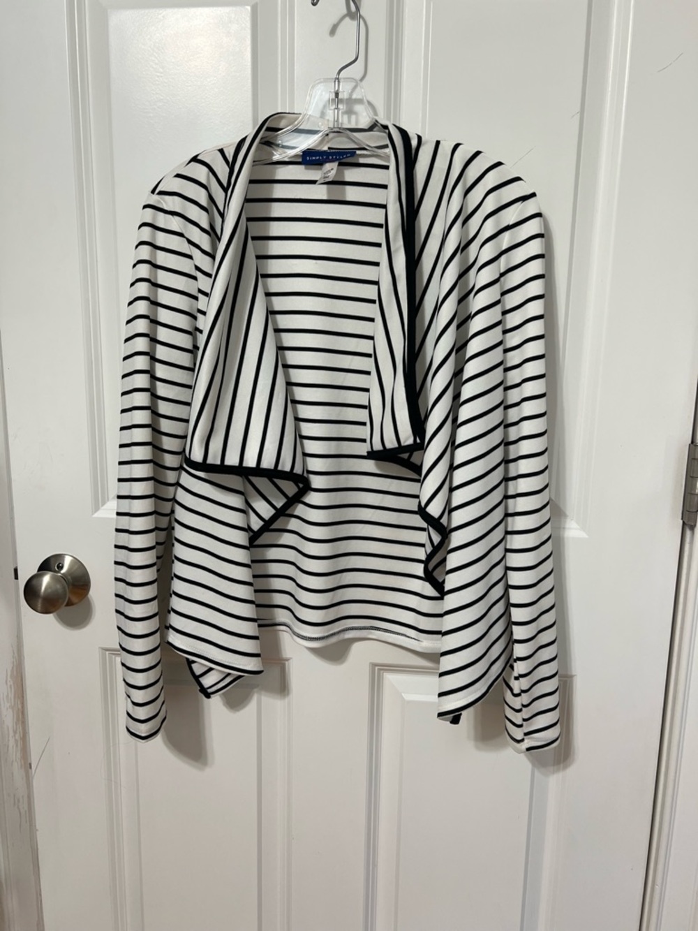 White & Black Striped Draped soft blazer